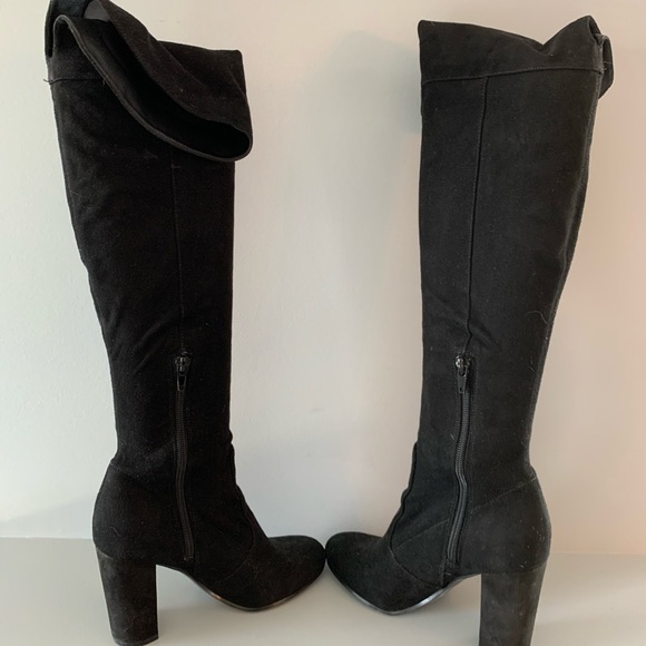 Black over the knee boots. Suede look. Size 6 - Picture 3 of 7